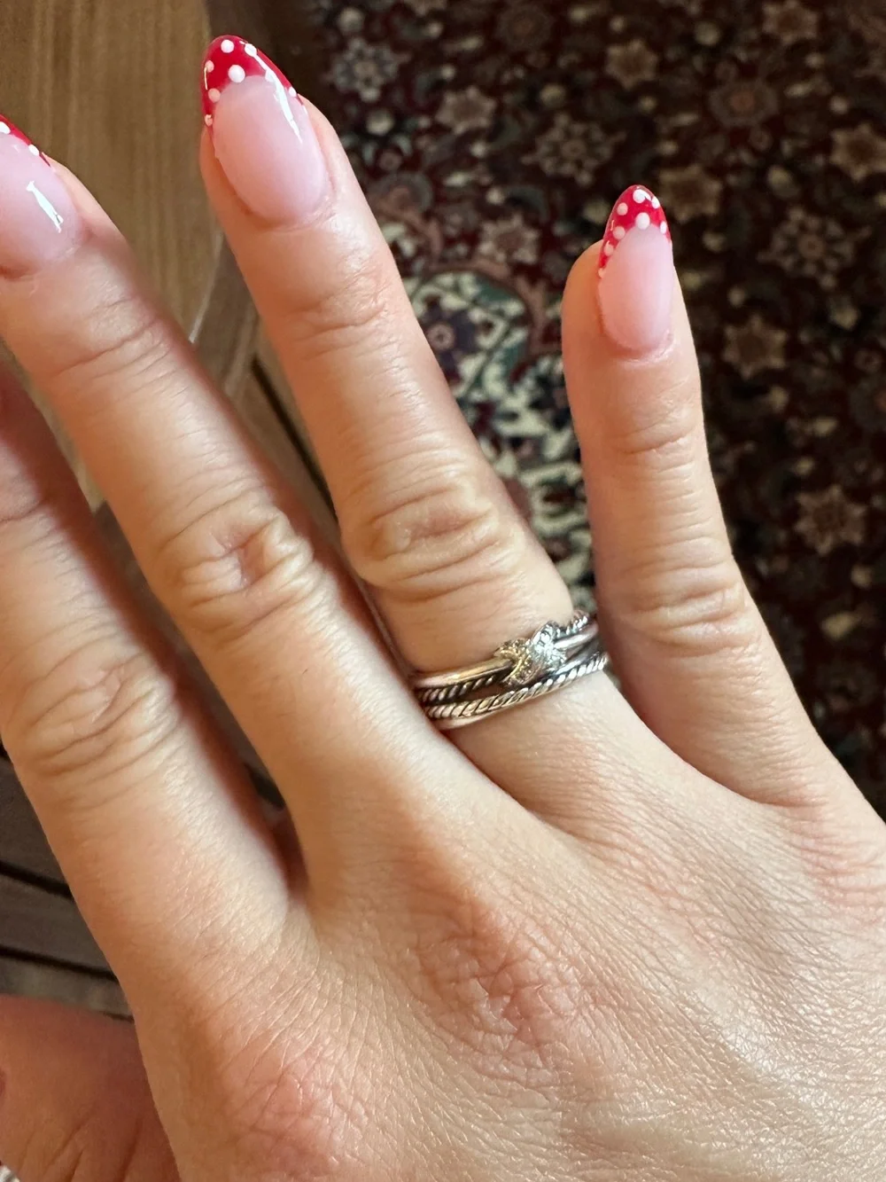 David Yurman Silver Diamond X Collection Ring- Size 5.75